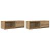 Artisan Oak TV Cabinets - Space-Saving 2 pcs Set | HipoMarket