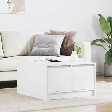 Stylish White Coffee Table with Drawers - 70.5x70x40 cm