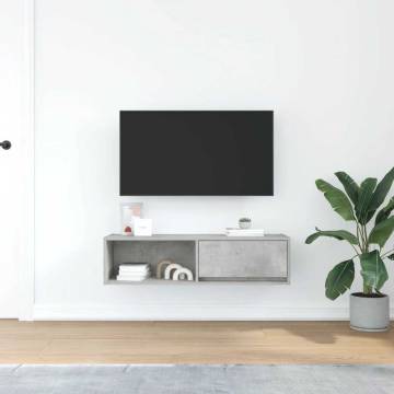 Concrete Grey TV Cabinet - Space-saving Design | HipoMarket