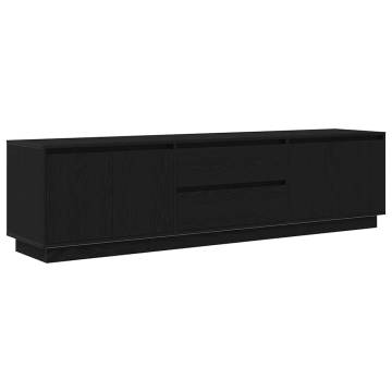 Stylish TV Cabinet with LED Lights - Black Oak 193.5x41 cm