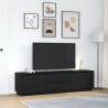 Stylish TV Cabinet with LED Lights - Black Oak 193.5x41 cm