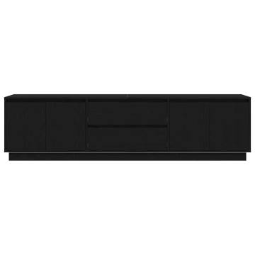 Stylish TV Cabinet with LED Lights - Black Oak 193.5x41 cm