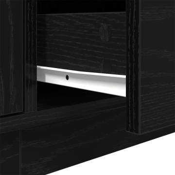 Stylish TV Cabinet with LED Lights - Black Oak 193.5x41 cm