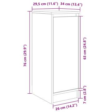 Shoe Cabinet White - 29.5x34x76 cm Engineered Wood