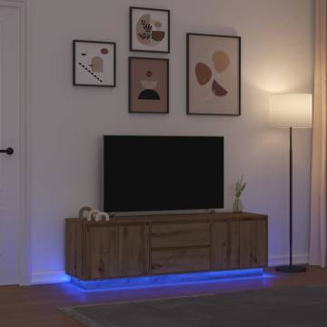 TV Cabinet with LED Lights in Artisan Oak - 160.5 cm