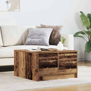 Coffee Table with Drawers - Old Wood 70.5x70x40 cm | HipoMarket