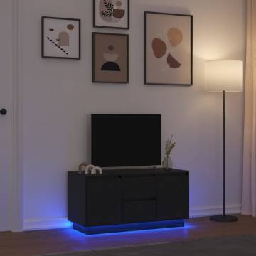 Stylish Black Oak TV Cabinet with LED Lights | 100x41x50 cm