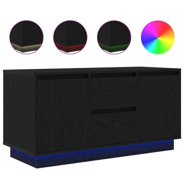 Stylish Black Oak TV Cabinet with LED Lights | 100x41x50 cm