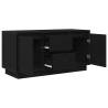 Stylish Black Oak TV Cabinet with LED Lights | 100x41x50 cm