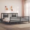 Bed Frame with Headboard Grey 200x200 cm Solid Wood Colour grey Size 200 x 200 cm 