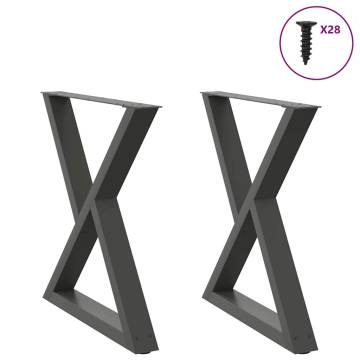 Stylish Anthracite Dining Table Legs - 70cm Steel (2 pcs)