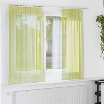 Voile Curtains with Tab Top - Apple Green - 2 pcs | HipoMarket