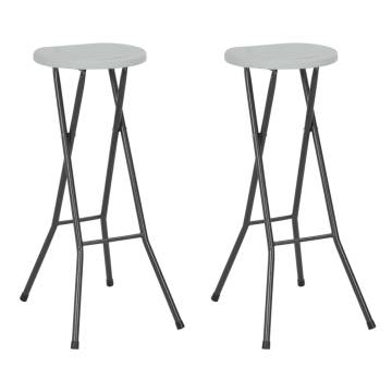 Folding Bar Stools 2 pcs HDPE & Steel White - Hipomarket