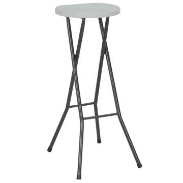 Folding Bar Stools 2 pcs HDPE & Steel White - Hipomarket