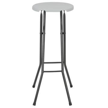 Folding Bar Stools 2 pcs HDPE & Steel White - Hipomarket