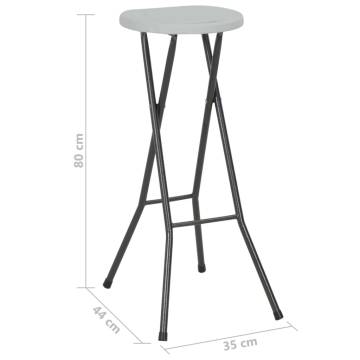 Folding Bar Stools 2 pcs HDPE & Steel White - Hipomarket