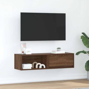 Brown Oak TV Cabinet - 100x31x25.5 cm Engineered Wood