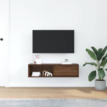 Brown Oak TV Cabinet - 100x31x25.5 cm Engineered Wood