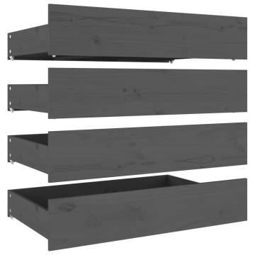 4 pcs Grey Solid Wood Pine Bed Drawers | Hipomarket