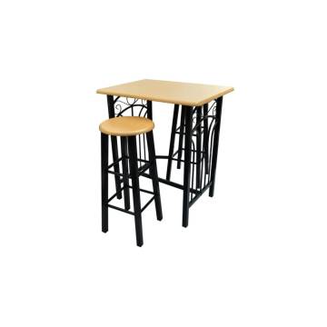 Stylish MDF Breakfast/Dinner Table Set with Black Chairs