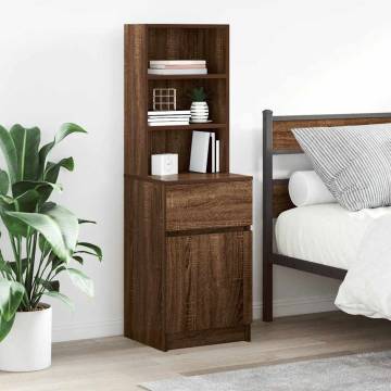 Stylish Brown Oak Bedside Cabinet - Engineered Wood | HipoMarket