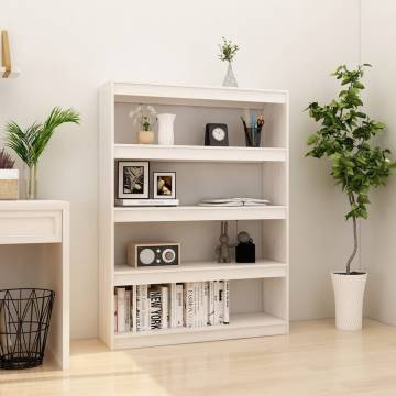 Stylish White Book Cabinet & Room Divider - Solid Pinewood