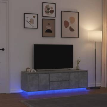 Stylish LED TV Cabinet - Concrete Grey 160.5x41x50 cm