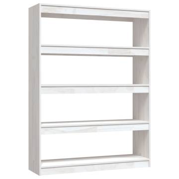 Stylish White Book Cabinet & Room Divider - Solid Pinewood