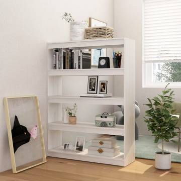 Stylish White Book Cabinet & Room Divider - Solid Pinewood