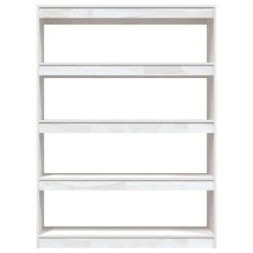 Stylish White Book Cabinet & Room Divider - Solid Pinewood