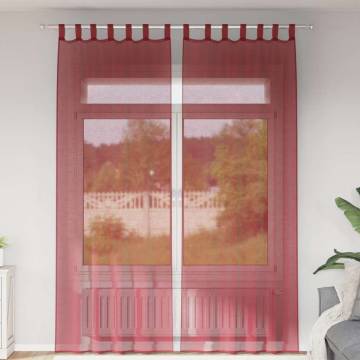 Voile Curtains with Rod Pockets 2 pcs Wine Red - Hipomarket