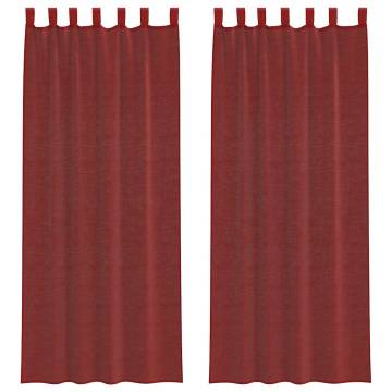 Voile Curtains with Rod Pockets 2 pcs Wine Red - Hipomarket