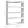 Stylish White Book Cabinet & Room Divider - Solid Pinewood