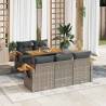  6 Piece Garden Sofa Set with Cushions Grey Poly Rattan Acacia Colour grey Number of 1 