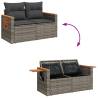 6 Piece Garden Sofa Set with Cushions - Grey Poly Rattan