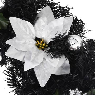 Black Christmas Wreath with LED Lights - 60 cm PVC | HipoMarket