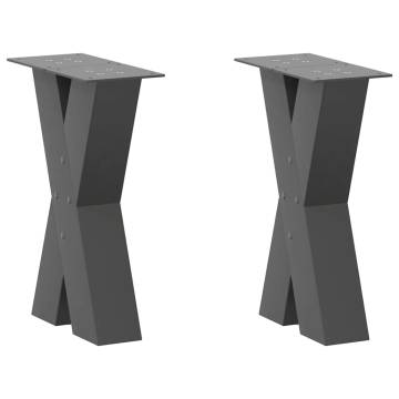 X-Shaped Coffee Table Legs - Anthracite Steel (28x42-43 cm)