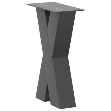 X-Shaped Coffee Table Legs - Anthracite Steel (28x42-43 cm)