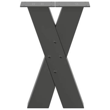 X-Shaped Coffee Table Legs - Anthracite Steel (28x42-43 cm)