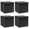  Storage Boxes with Lids 4 pcs Black 32x32x32 cm Fabric Colour black with lids Quantity in Package 4 Number of 1 