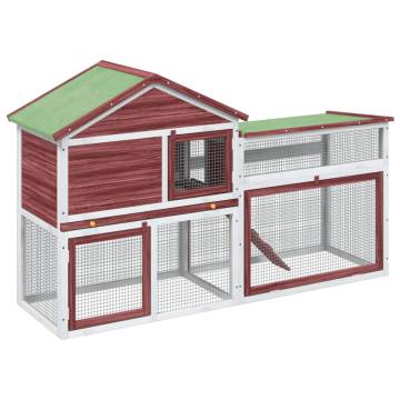 Rabbit Hutch Mocha - Spacious Solid Wood Pine for Small Pets