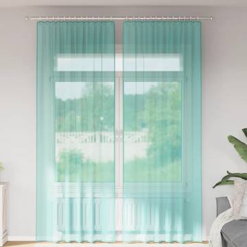 Turquoise Voile Curtains with Loops - 2pcs 140x260cm