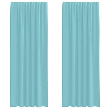 Turquoise Voile Curtains with Loops - 2pcs 140x260cm