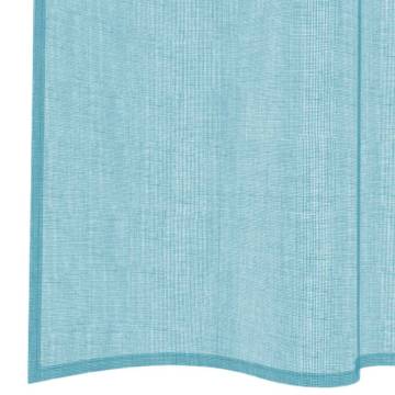 Turquoise Voile Curtains with Loops - 2pcs 140x260cm