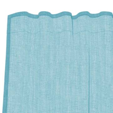 Turquoise Voile Curtains with Loops - 2pcs 140x260cm