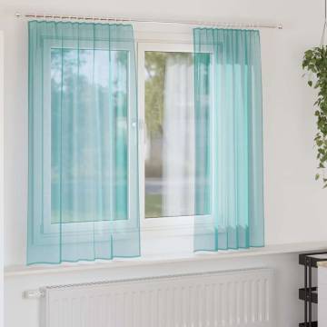 Turquoise Voile Curtains with Loops - 140x140 cm (2 pcs)