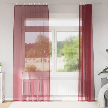 Wine Red Voile Curtains with Loops - 140x245 cm (2 pcs)