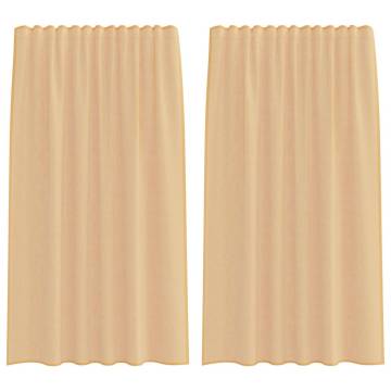 Voile Curtains with Loops 2 pcs Sand - 140x175 cm