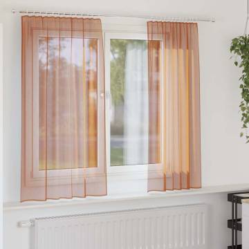 Voile Curtains with Loops - Terracotta 140x140 cm (2 pcs)