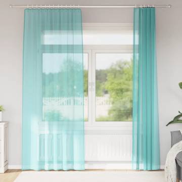 Turquoise Voile Curtains with Loops - 140x225 cm (2 pcs)